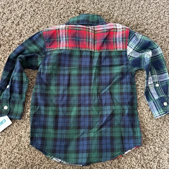 NWT’s Carter's Red and Blue Plaid Button Down Shirt size 2T - Picture 5 of 5